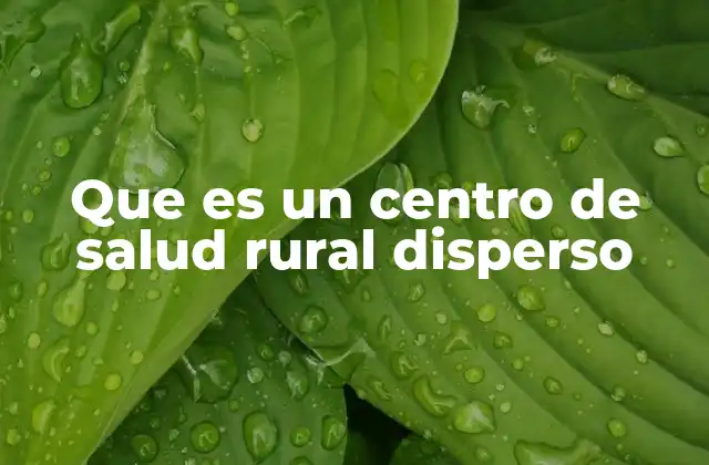 Que es un Centro de Salud Rural Disperso