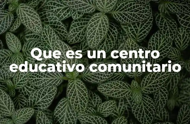 Que es un Centro Educativo Comunitario