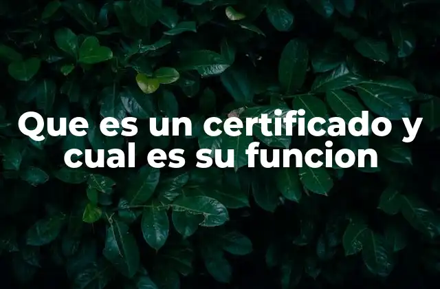 Que es un Certificado y Cual es Su Funcion