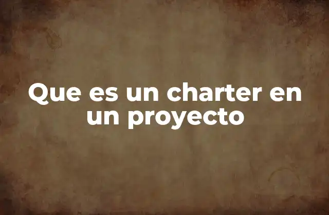 Que es un Charter en un Proyecto