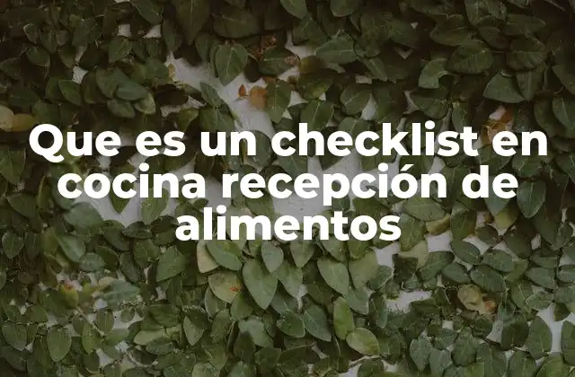 Que es un Checklist en Cocina Recepción de Alimentos