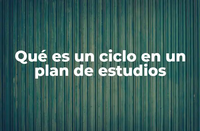 Qué es un Ciclo en un Plan de Estudios