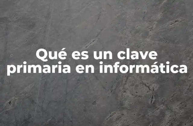 Qué es un Clave Primaria en Informática