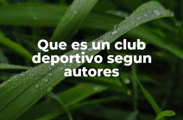 Que es un Club Deportivo Segun Autores