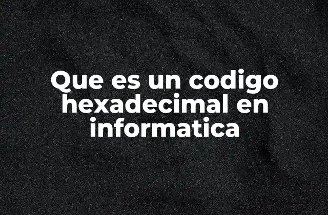 Que es un Codigo Hexadecimal en Informatica