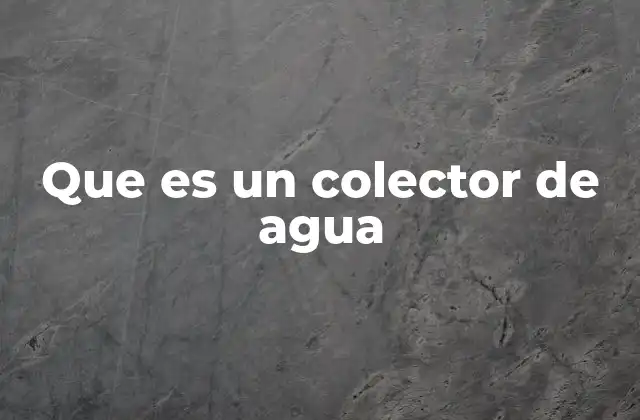 Que es un Colector de Agua