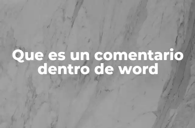 Que es un Comentario Dentro de Word