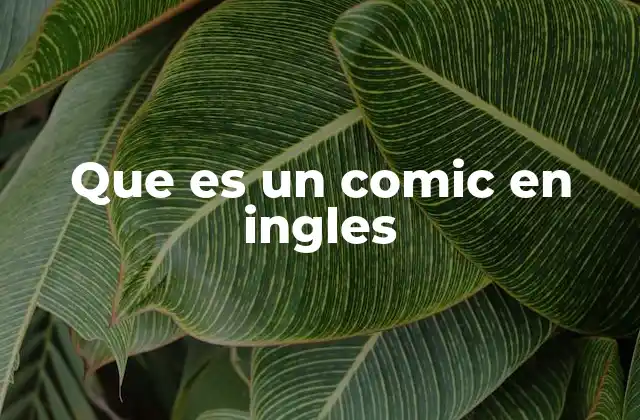 Que es un Comic en Ingles