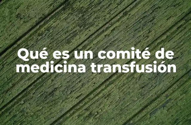 Qué es un Comité de Medicina Transfusión