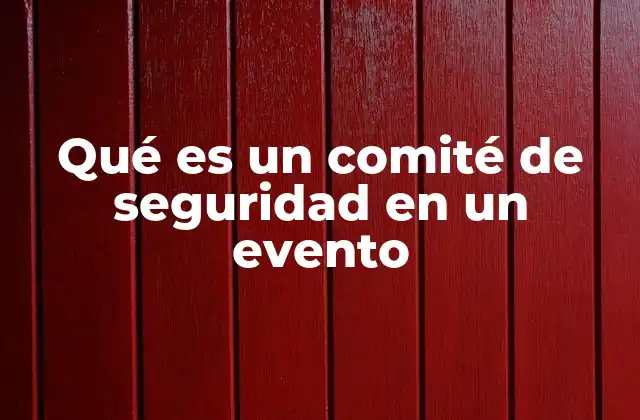 Qué es un Comité de Seguridad en un Evento