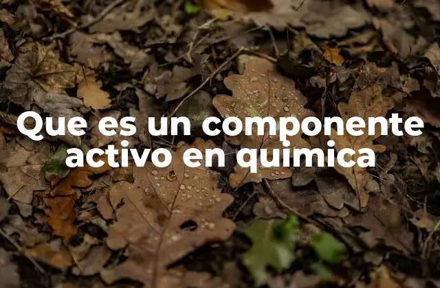 Que es un Componente Activo en Quimica
