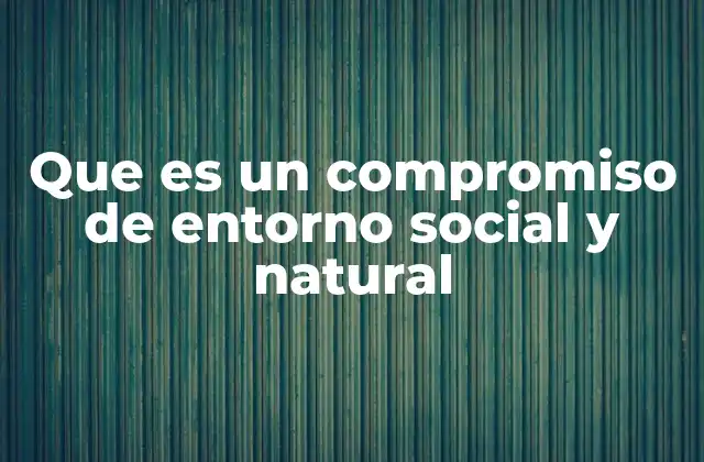Que es un Compromiso de Entorno Social y Natural