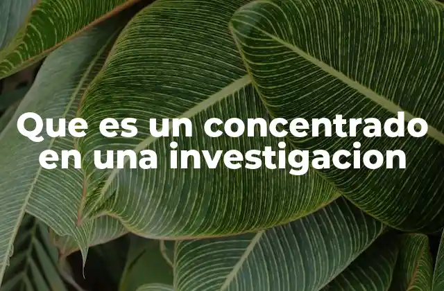 Que es un Concentrado en una Investigacion