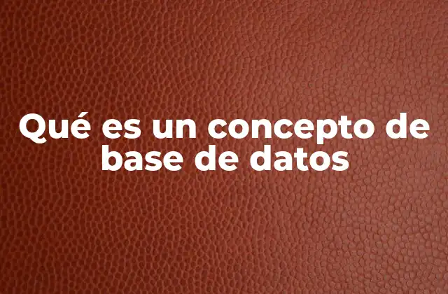 Qué es un Concepto de Base de Datos