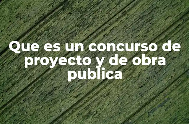 Que es un Concurso de Proyecto y de Obra Publica