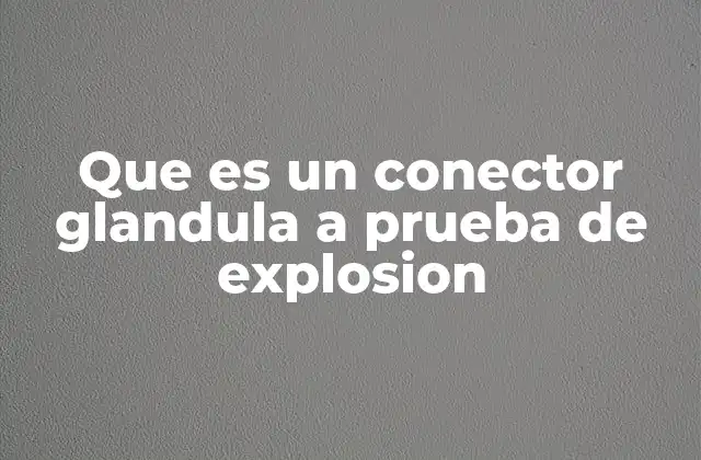 Que es un Conector Glandula a Prueba de Explosion
