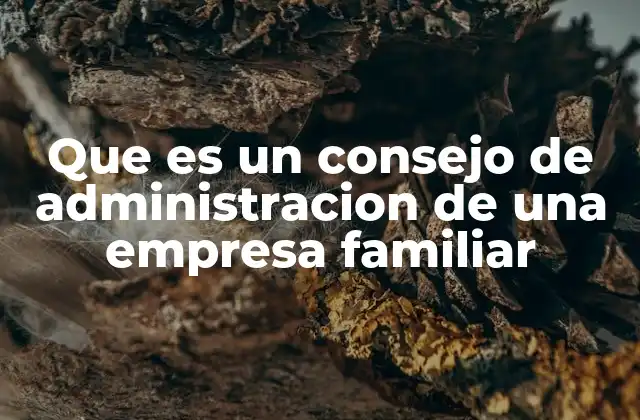 Que es un Consejo de Administracion de una Empresa Familiar