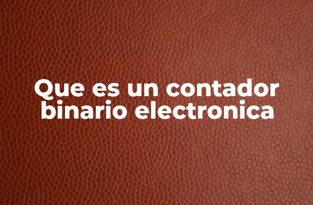 Que es un Contador Binario Electronica
