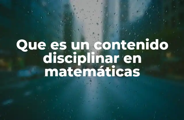Que es un Contenido Disciplinar en Matemáticas