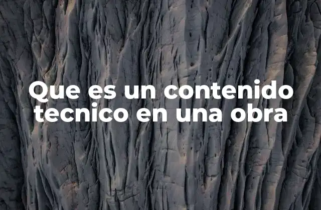 Que es un Contenido Tecnico en una Obra