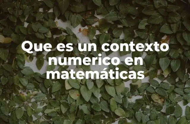 Que es un Contexto Numerico en Matemáticas