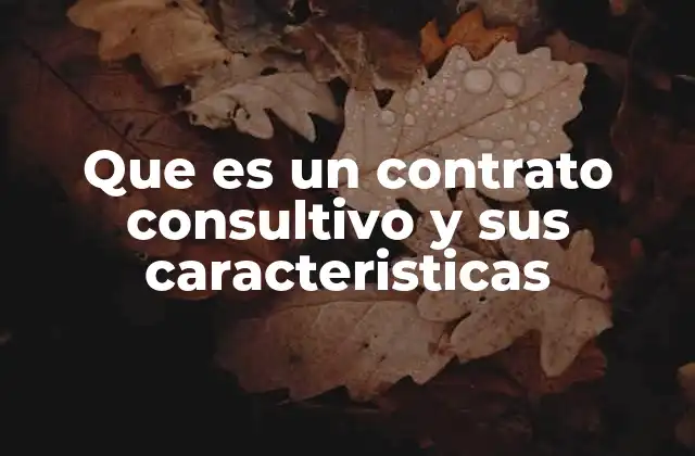 Que es un Contrato Consultivo y Sus Caracteristicas