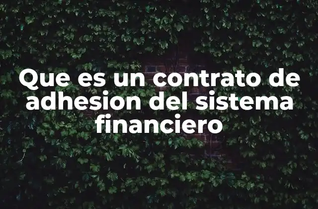 Que es un Contrato de Adhesion Del Sistema Financiero