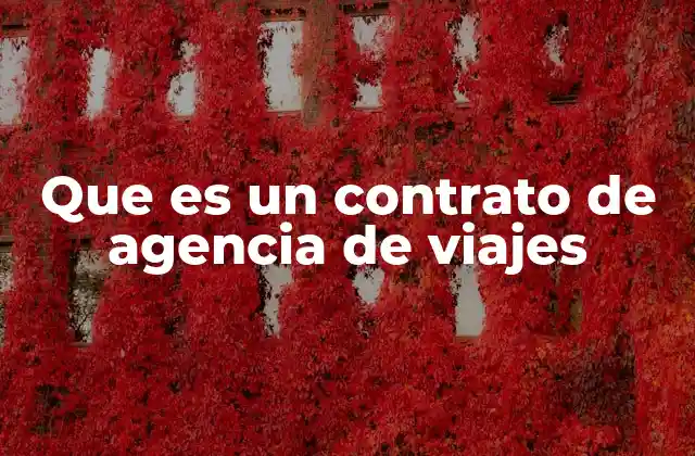Que es un Contrato de Agencia de Viajes