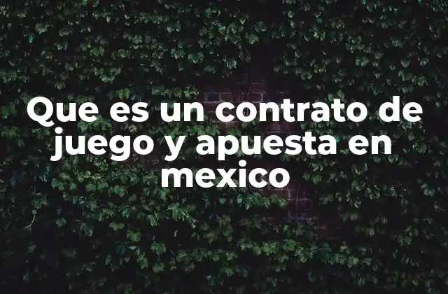 Que es un Contrato de Juego y Apuesta en Mexico