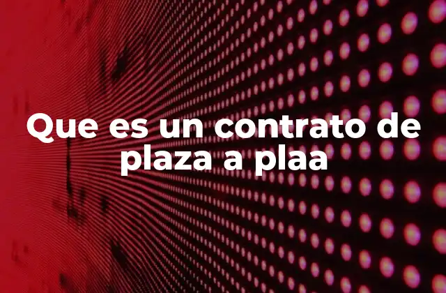 Que es un Contrato de Plaza a Plaa