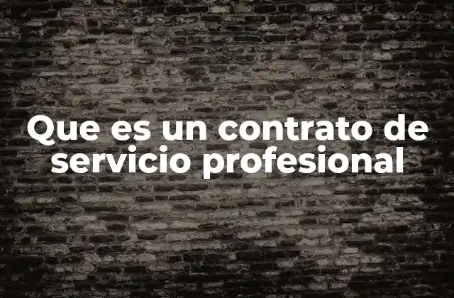 Que es un Contrato de Servicio Profesional
