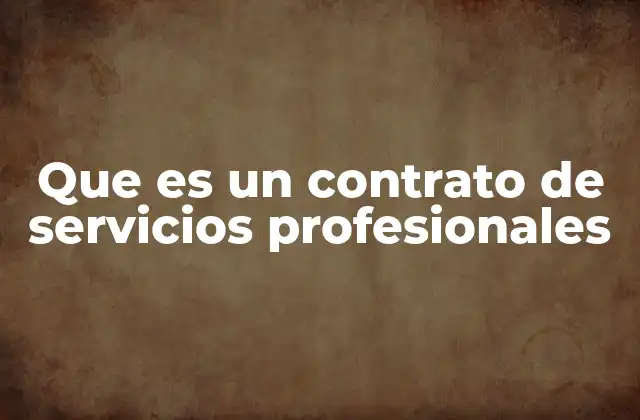 Que es un Contrato de Servicios Profesionales