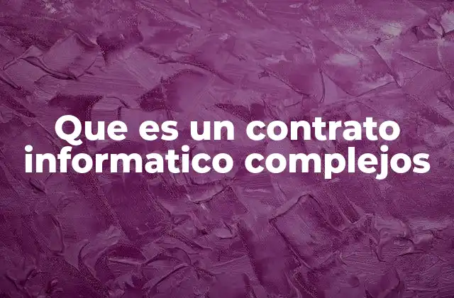 Que es un Contrato Informatico Complejos
