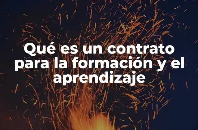Qué es un Contrato para la Formación y el Aprendizaje