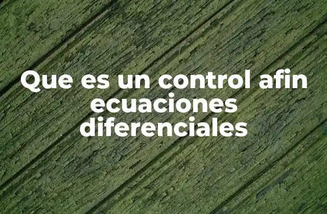 Que es un Control Afin Ecuaciones Diferenciales 2 Modelos dinámicos con control afín