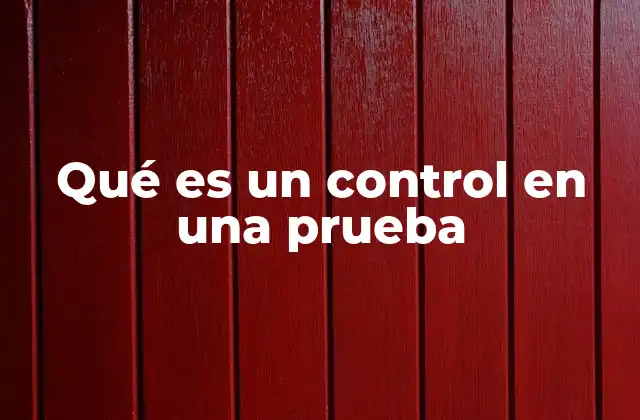 Qué es un Control en una Prueba
