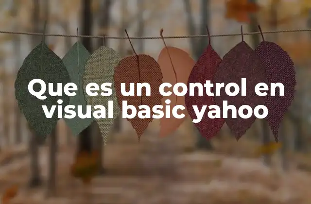 Que es un Control en Visual Basic Yahoo