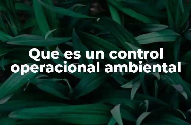 Que es un Control Operacional Ambiental