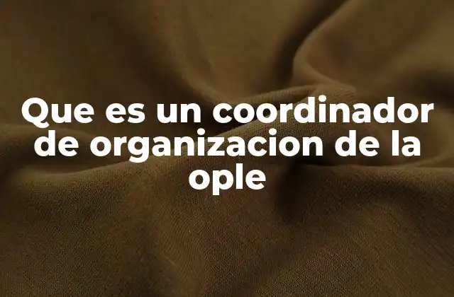 Que es un Coordinador de Organizacion de la Ople