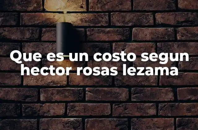 Que es un Costo Segun Hector Rosas Lezama