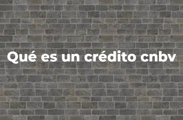 Qué es un Crédito Cnbv
