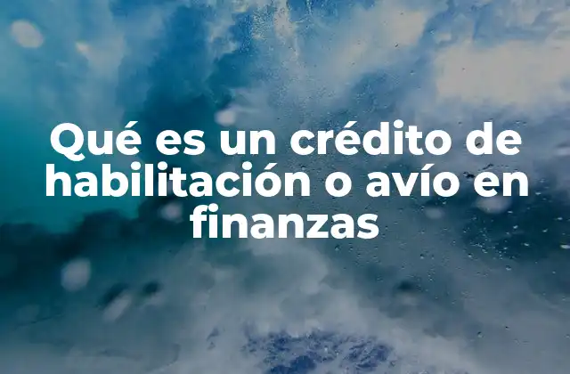 Qué es un Crédito de Habilitación o Avío en Finanzas