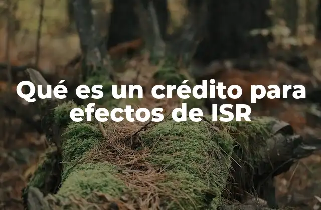 Qué es un Crédito para Efectos de Isr