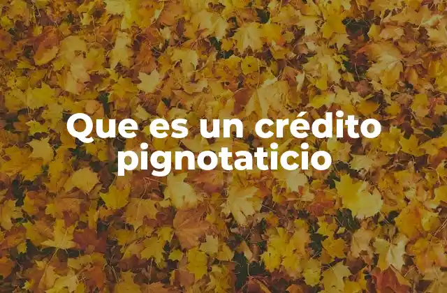 Que es un Crédito Pignotaticio