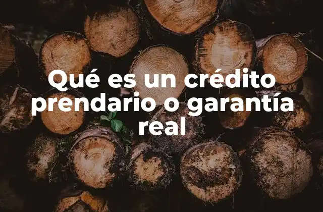 Qué es un Crédito Prendario o Garantía Real