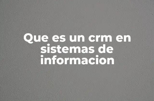 Que es un Crm en Sistemas de Informacion