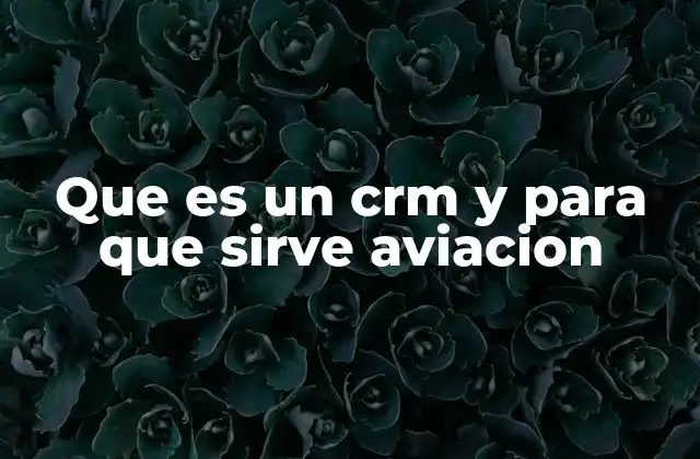 Que es un Crm y para que Sirve Aviacion