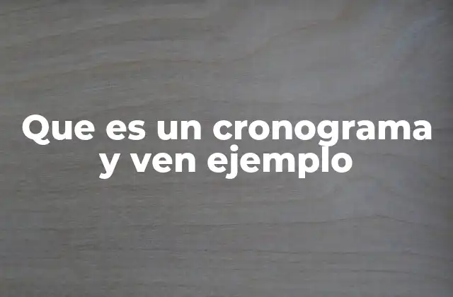Que es un Cronograma y Ven Ejemplo