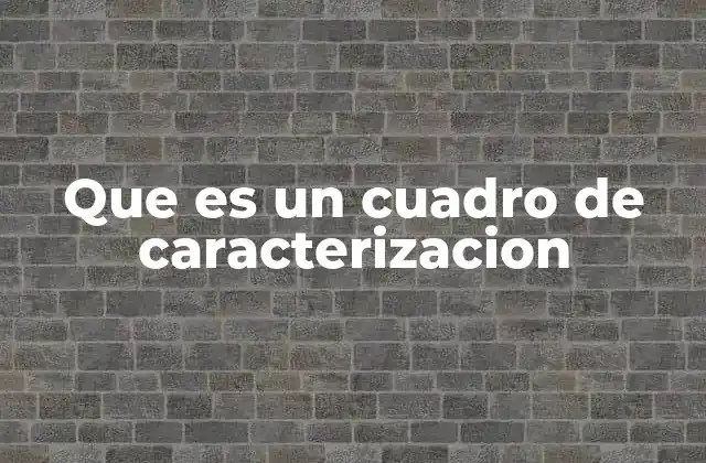 Que es un Cuadro de Caracterizacion