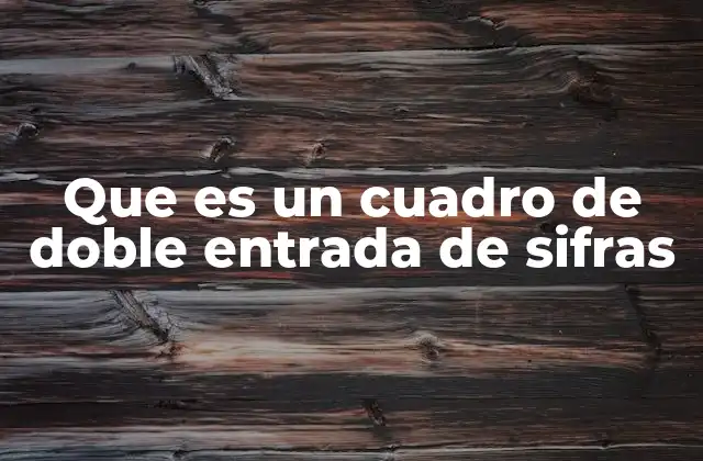 Que es un Cuadro de Doble Entrada de Sifras